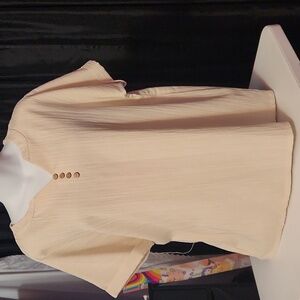 Chic Beige Women's Blouse with Button Accents